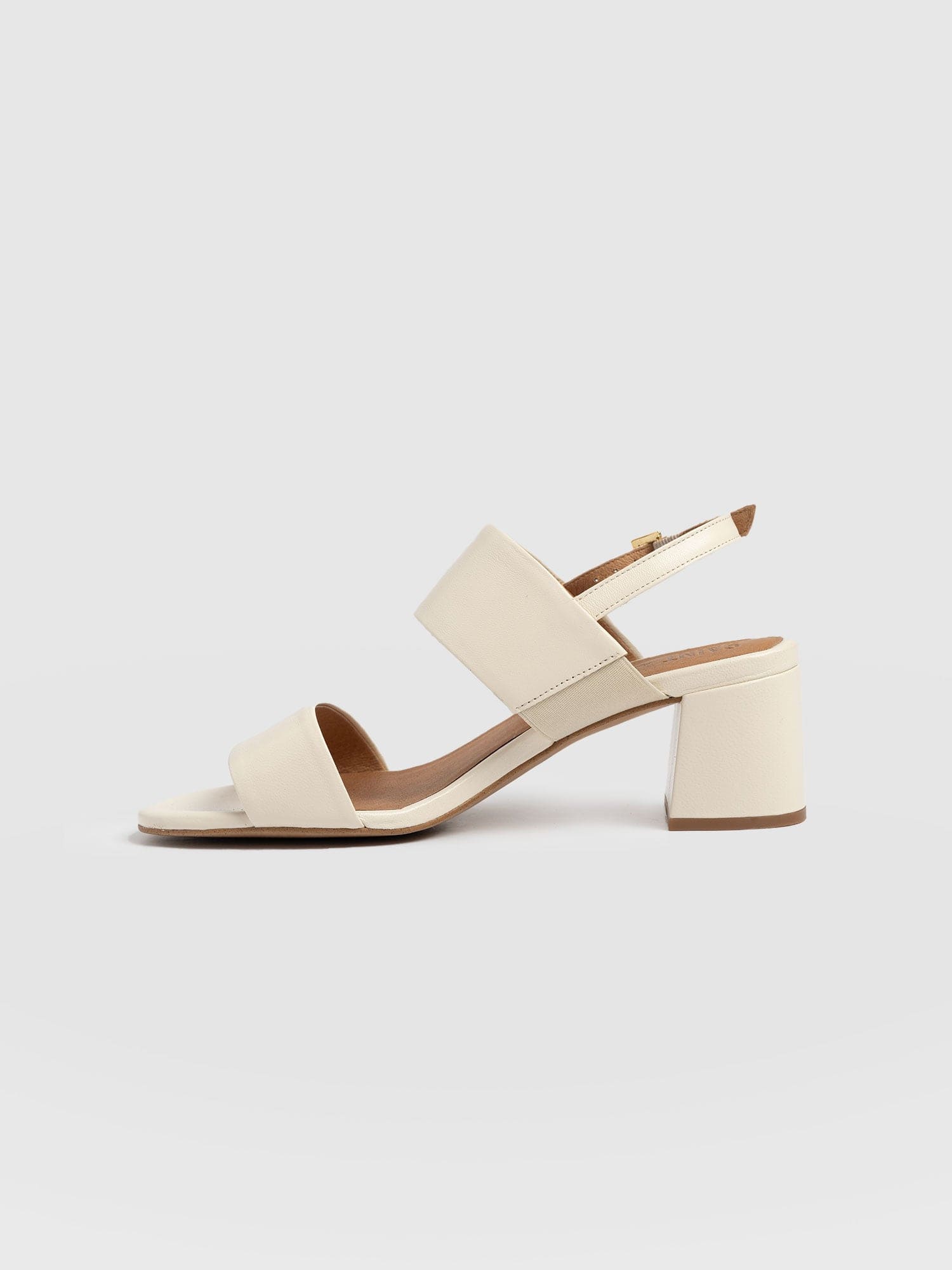 Maida Block Heeled Mules - Cream